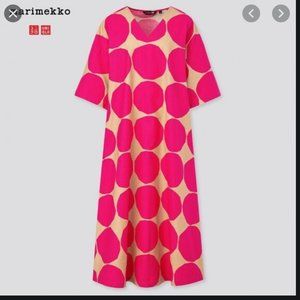 Uniqlo Marimekko Linen Blend V Neck Dress XS NWT